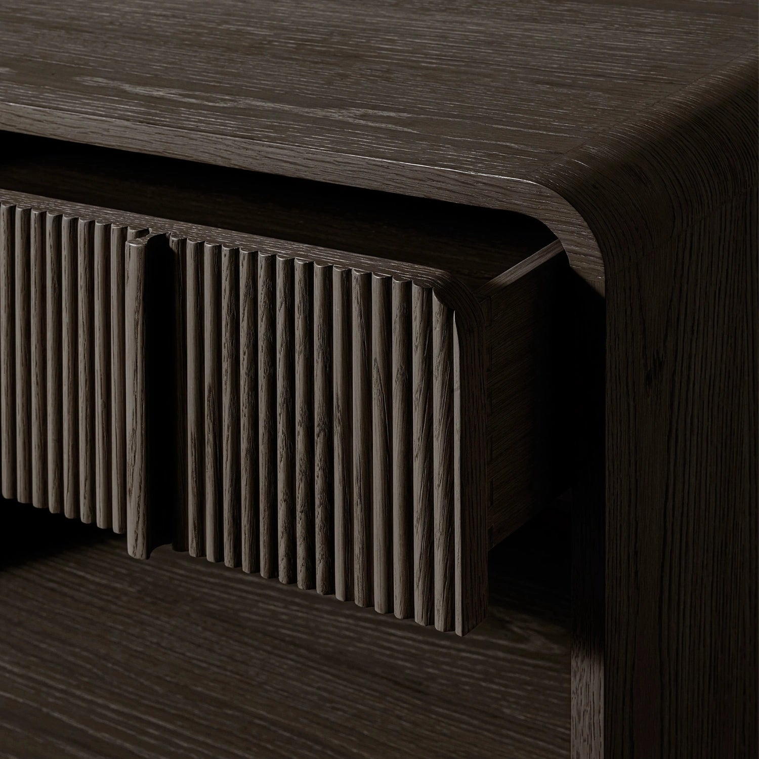 Aloha 1-Drawer Ash Black Stained Bedside