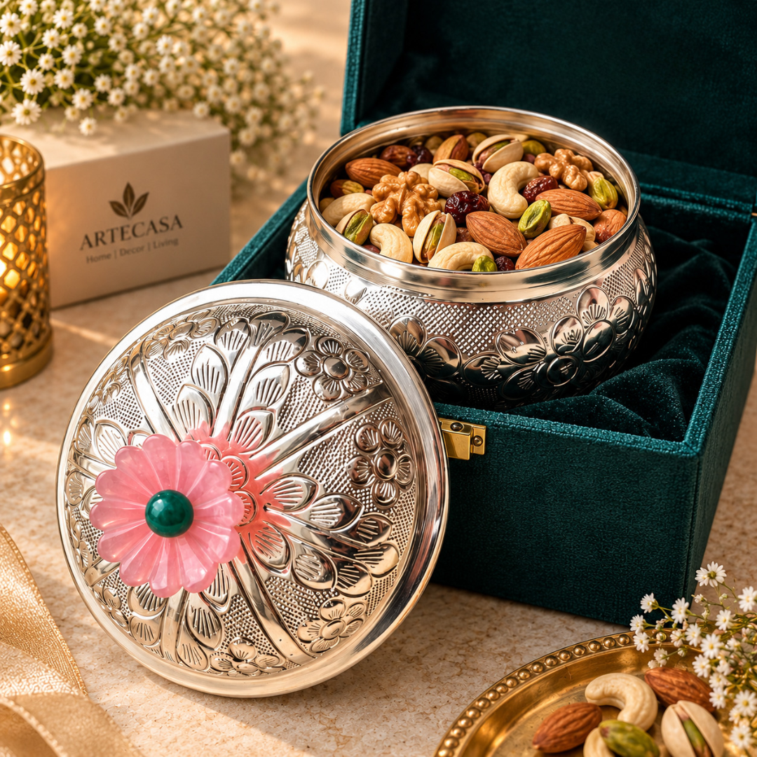 Silver-Plated Floral Trinket Box