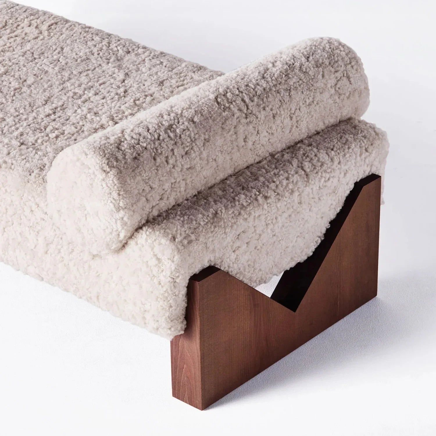 Arqora Solid Teak Wood & Fabric Upholstery Bench
