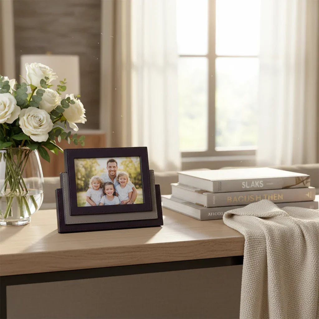 Layered Leather Photo Frame
