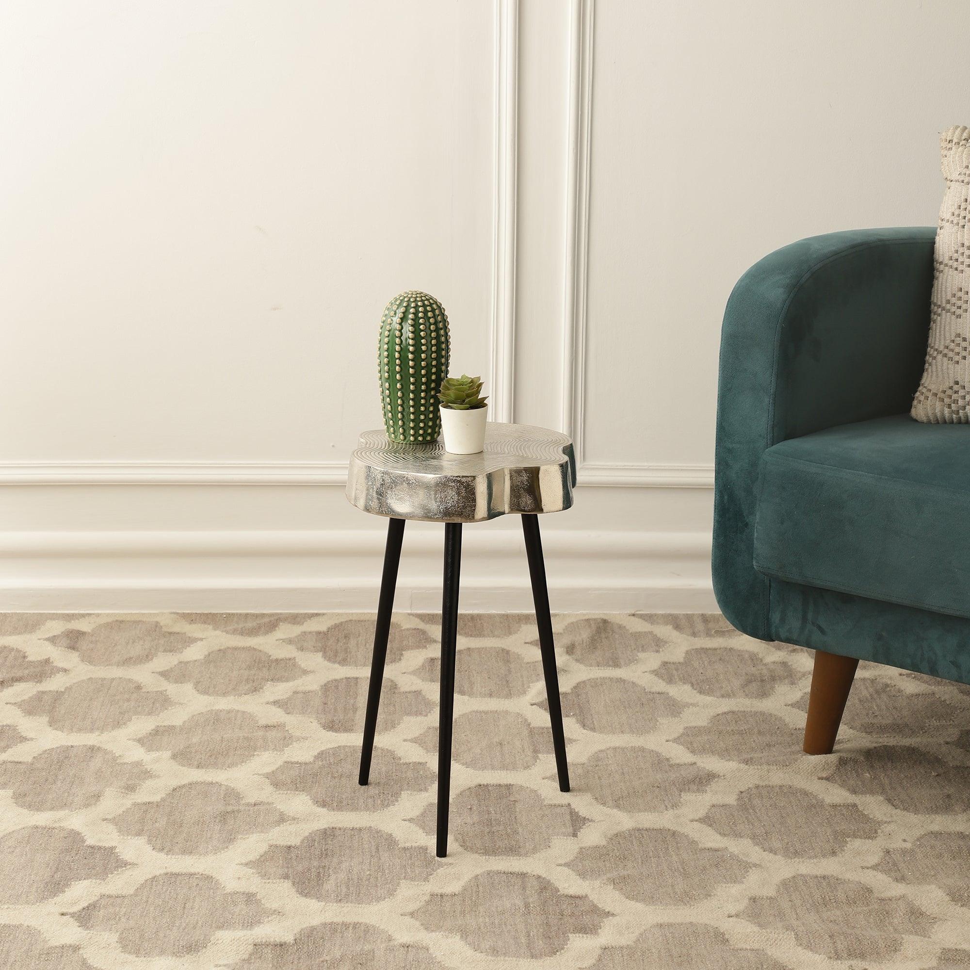 Sawed Log Side Table | Antique Corner Table for Living Room | Sofa Side Table