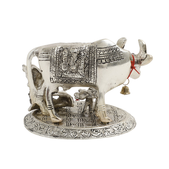 Kamdhenu Cow with Bal Gopal Lord Krishna Metal Statue