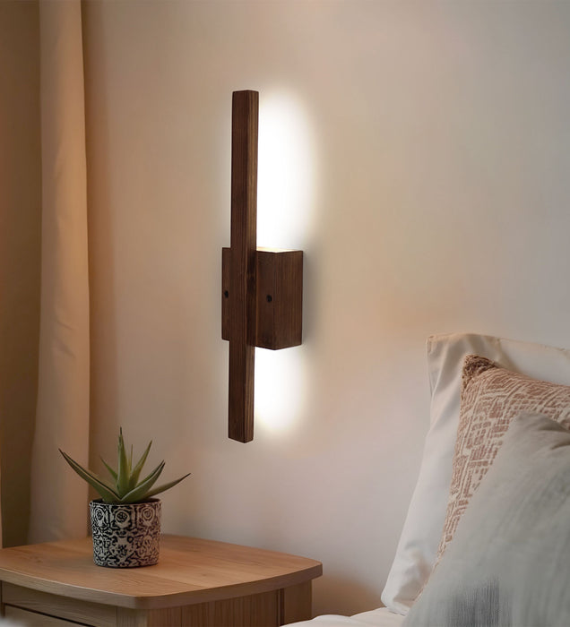 Lineo Brown Wooden Led Light for Home | Wall Mounted Lamp