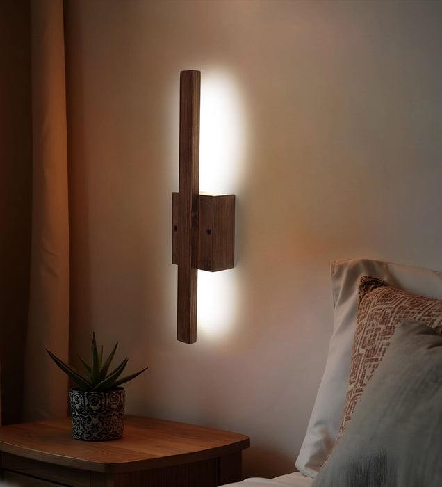 Lineo Brown Wooden Led Light for Home | Wall Mounted Lamp