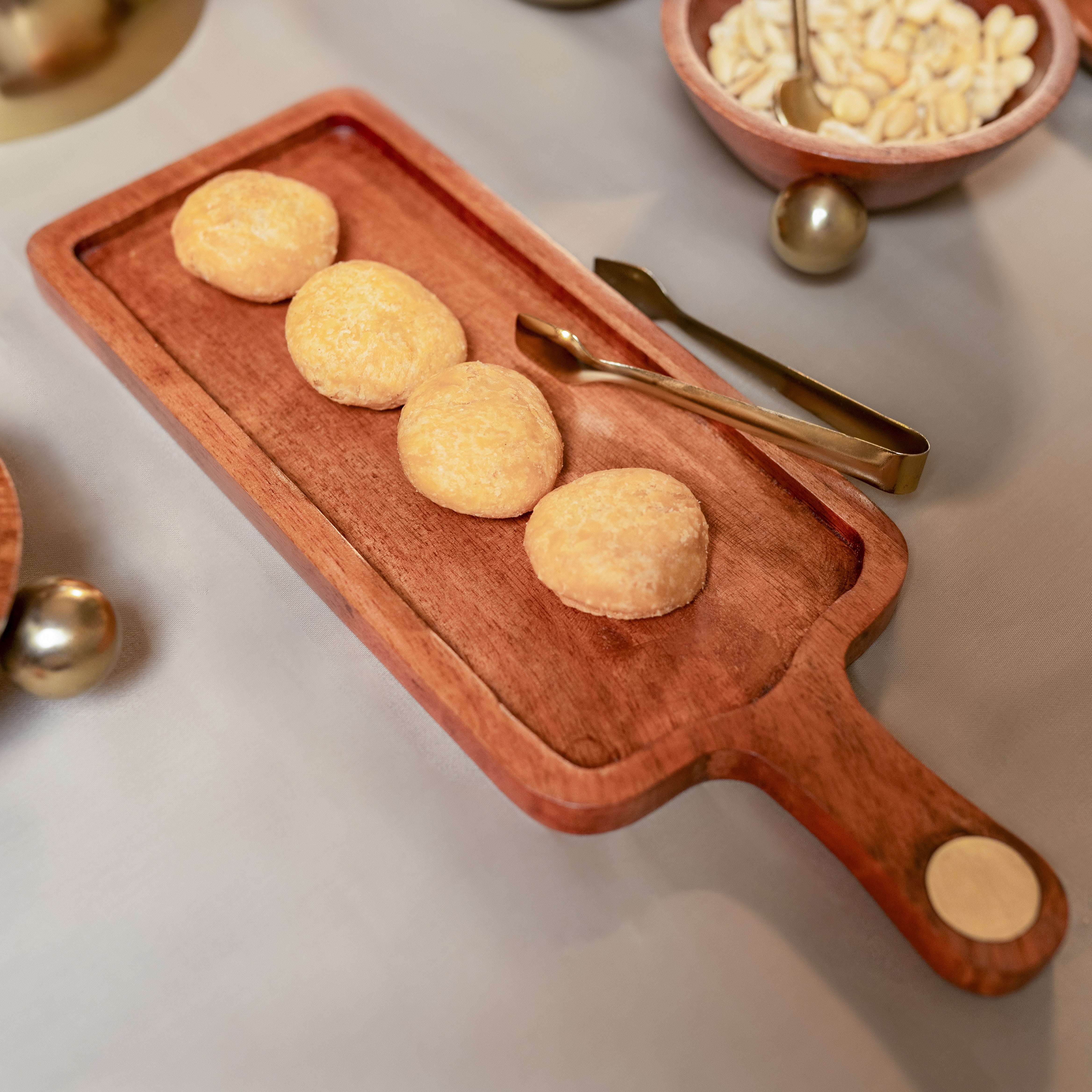 Ora-Pravah Serving Platter with Brass Inlay & Tong