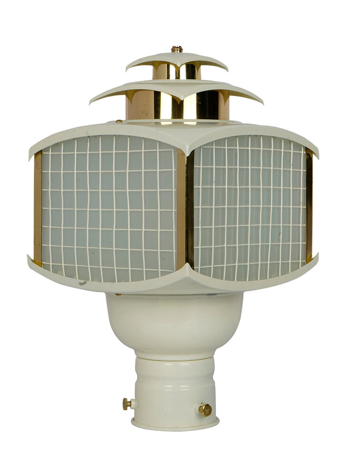 Retro Ivory and Gold Aluminum Gate Lamp