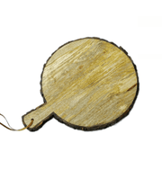 Mango Wood Round Chopping Board with Handle – Multi-Purpose Cutting Board, Serving Tray, and Pizza Platter