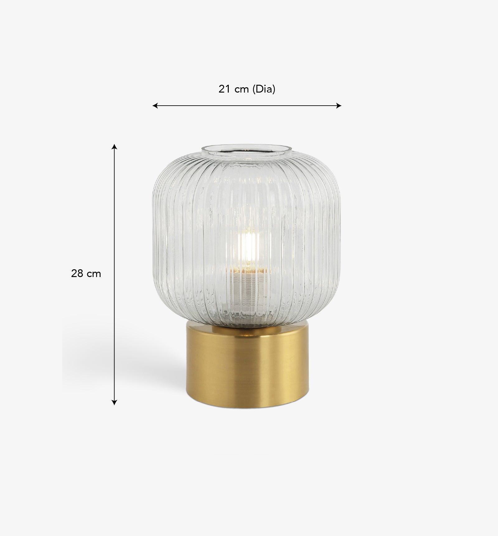 Chi Table Lamp Small | Mild Steel and Clear Lined Glass