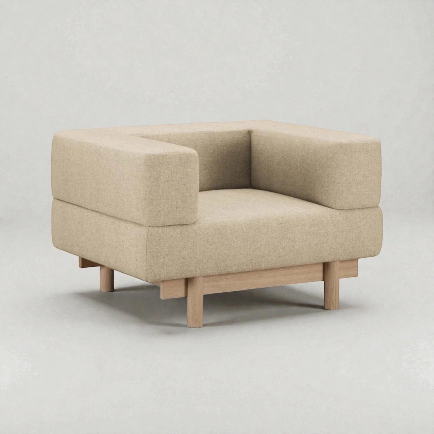Alchemy Solid Ash Wood Armchair | Fabric Upholstery Chair