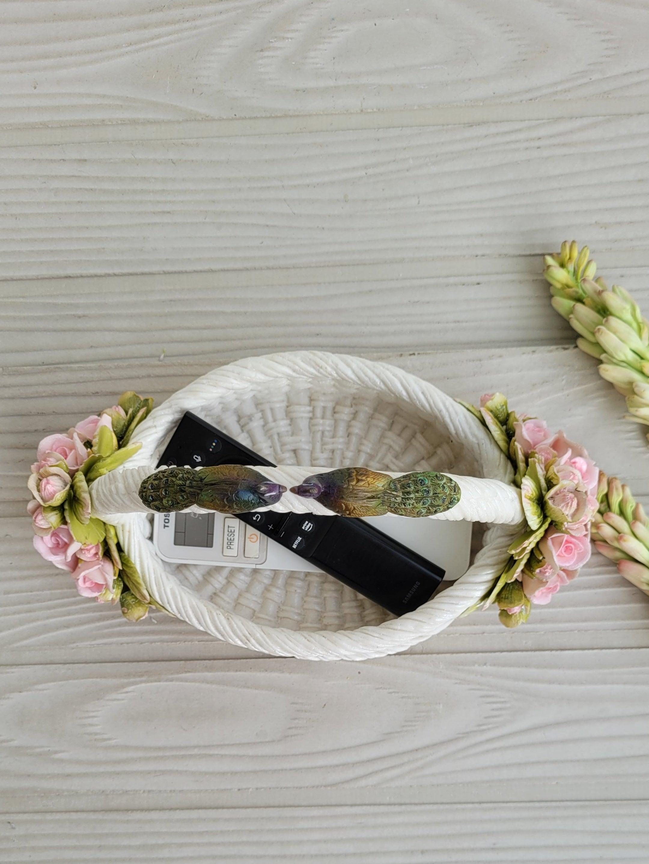 Embracing Peacock Basket