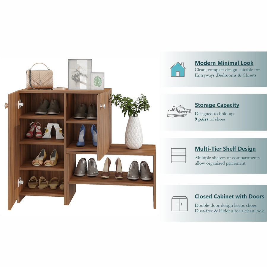 Shoe Rack Cabinet with Doors and Storage - Burner
