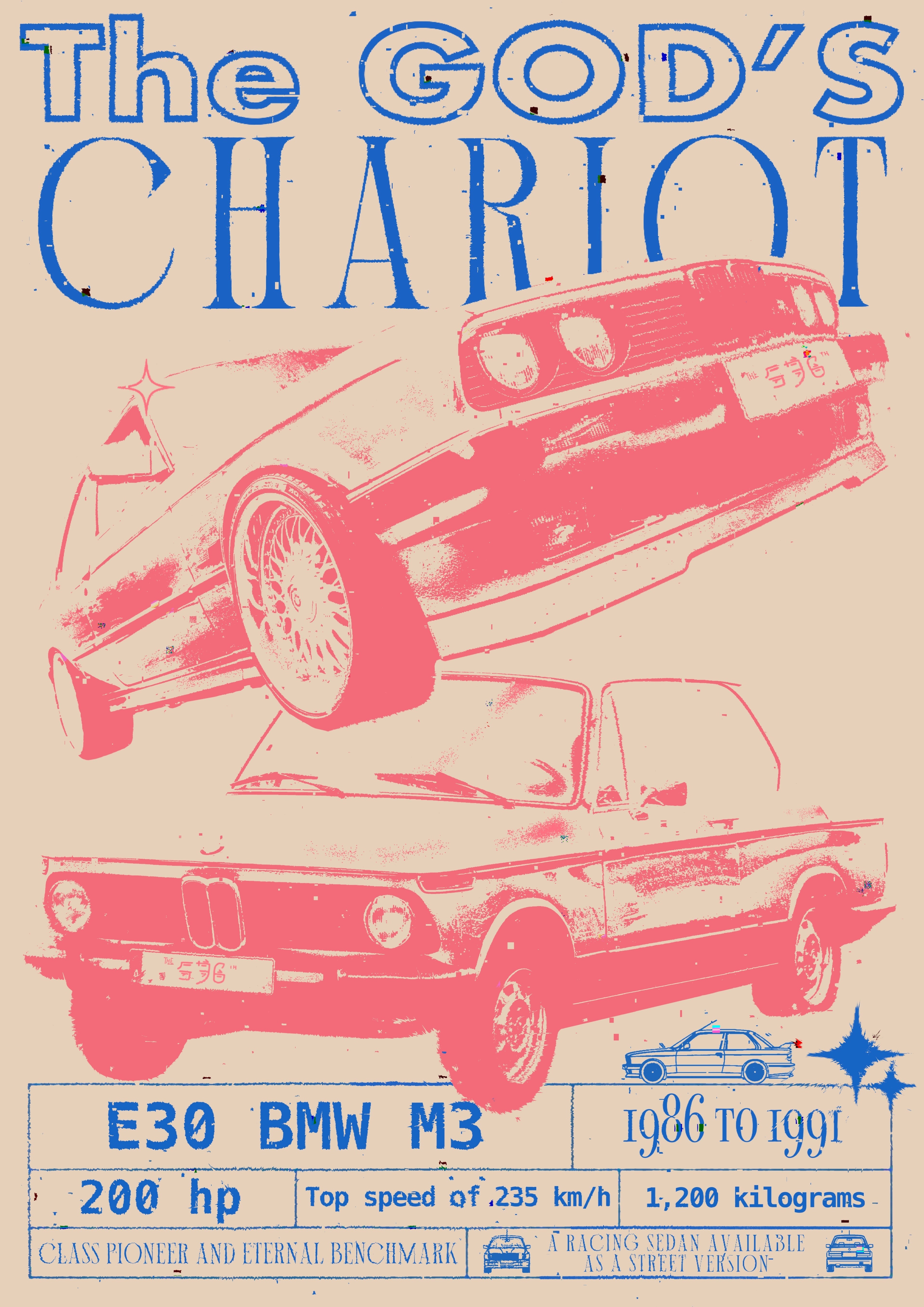 “The God’s Chariot” BMW E30 M3 Framed Wall Art | Retro Automotive Artwork for Home Decor