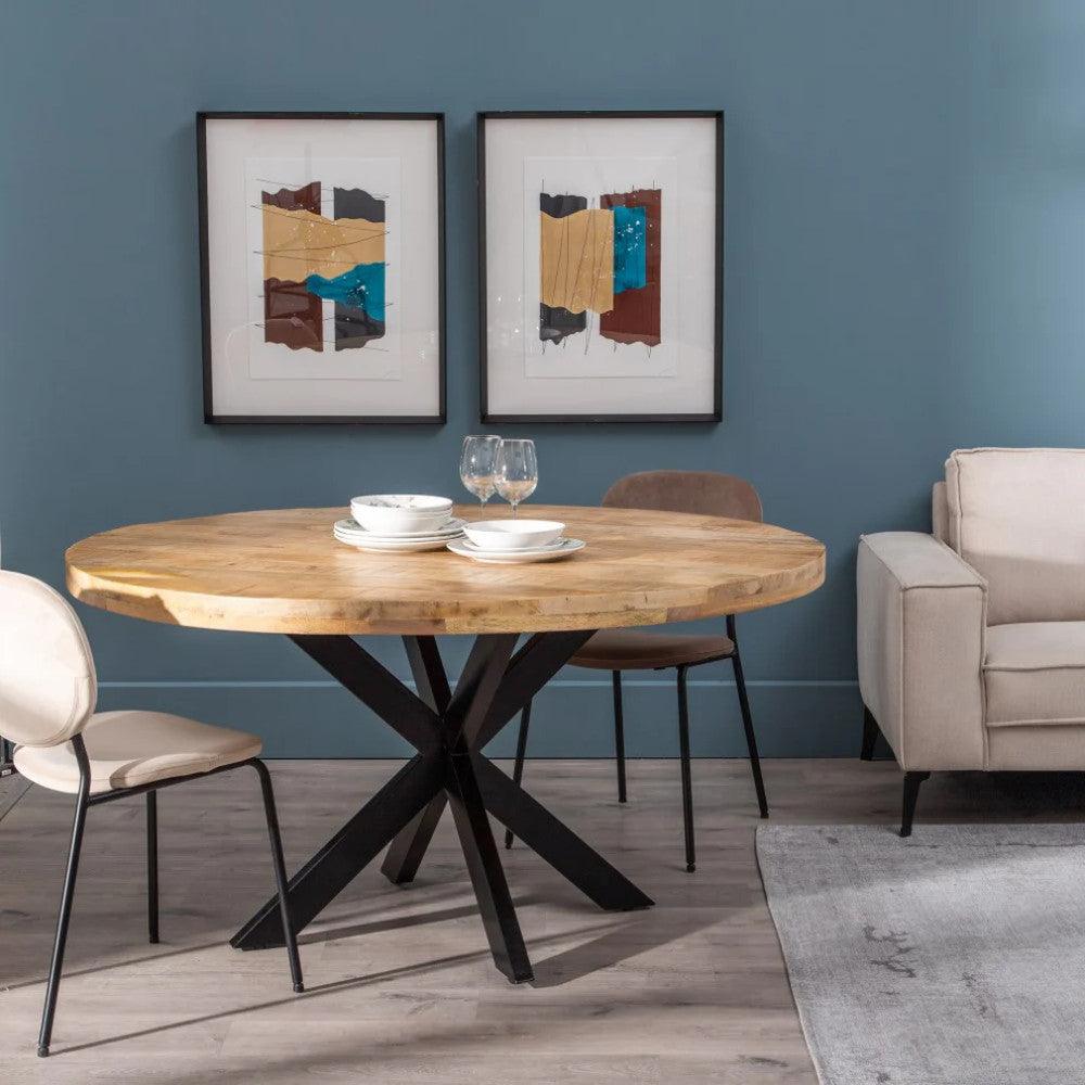 Canberra Rough Mango Wood Round Dining Table | Sheesham Wood