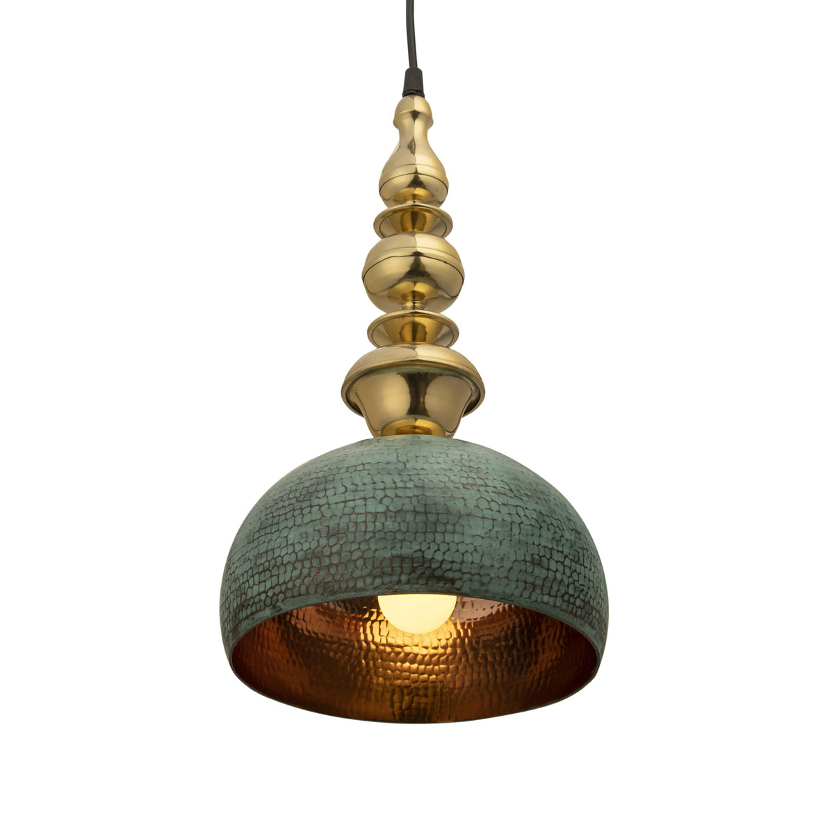 Kalash Handcrafted Pendant Light | Brass & Copper Hanging Lamp Inspired by Temple Architecture