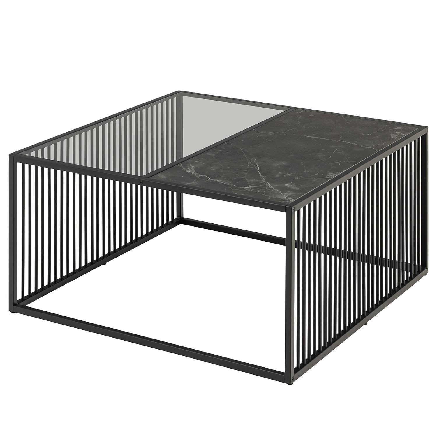 Quadrate Metal Coffee Table | Marble & Glass Center Table for Living Room | Tea Table