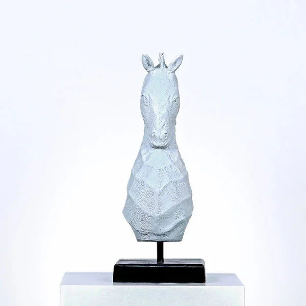Steed Abstract - White Fiber Horse Head Sculpture