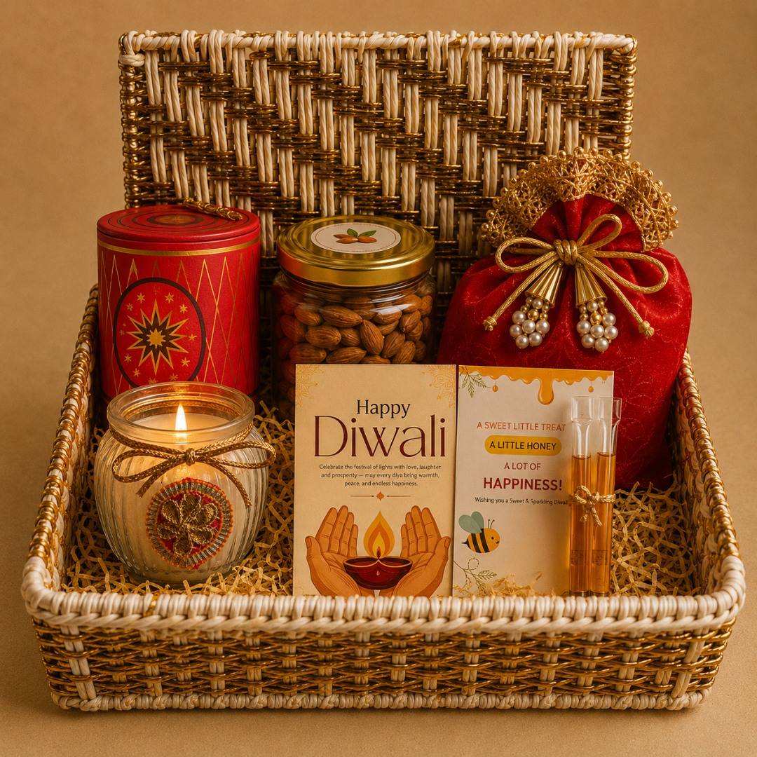 Ruby Glow Golden & White Festive Gift Basket