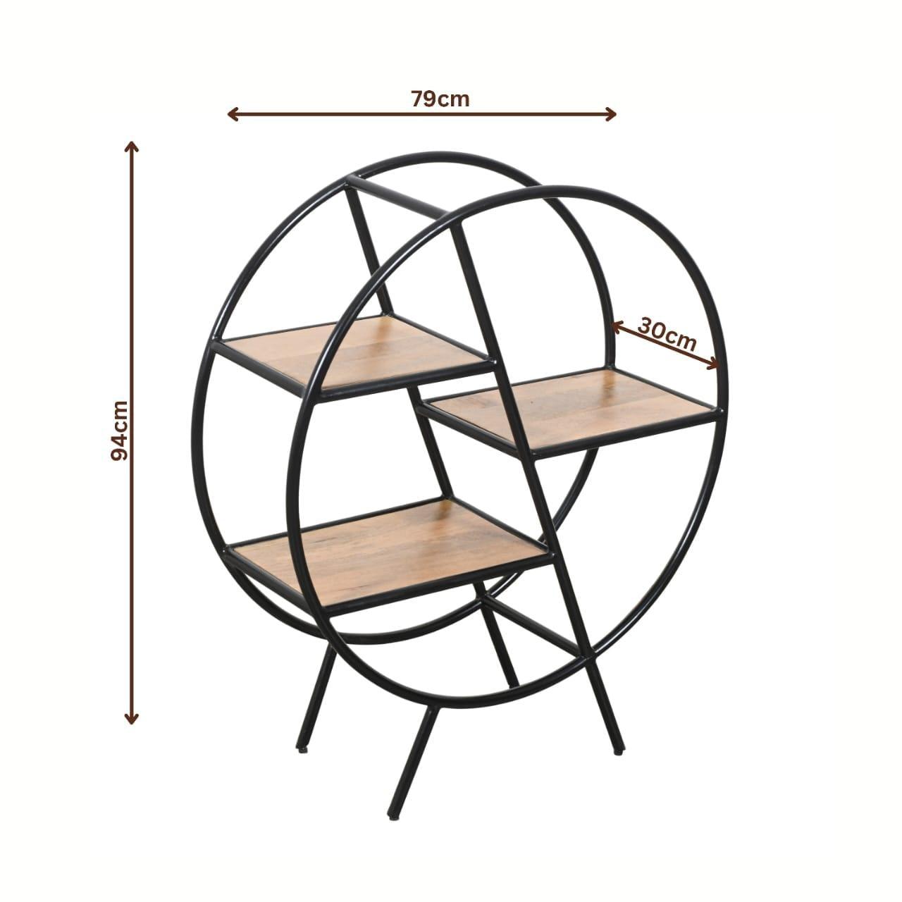 Modern Circular Bookshelf | Premium Mango Wood Display Shelf