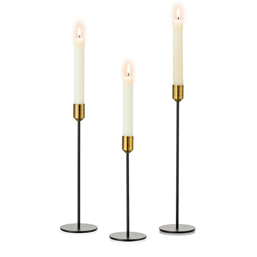 Candlestick Holders Set of 3, Taper Metal Long Candle Holders Fits (8.6/11/13'' Tall)
