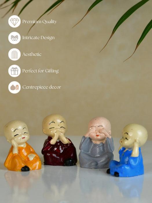 Resin Mini Monk Set of 4