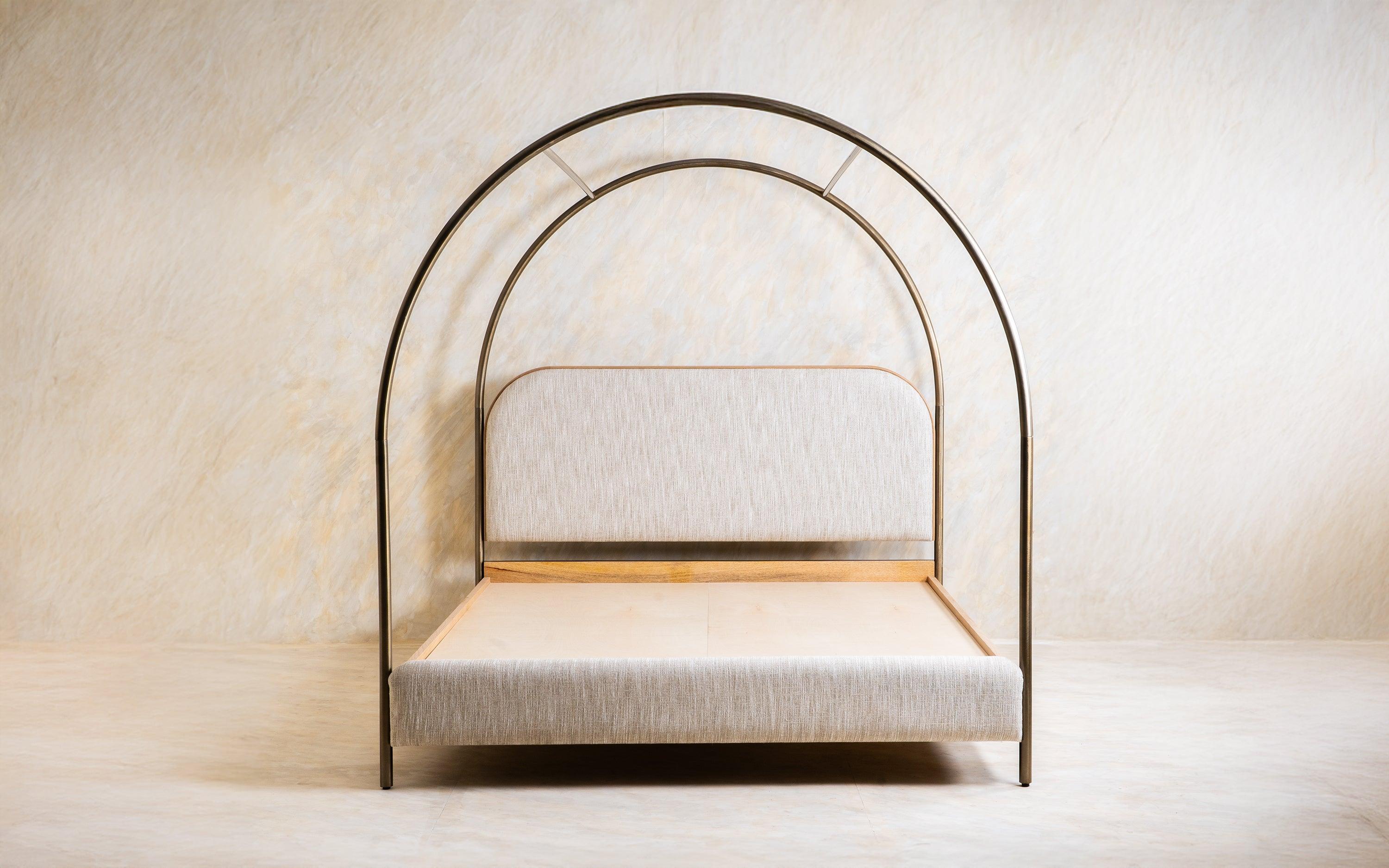 Solace Canopy Bed | Acacia Wood and Upholstery