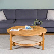 Meraki Solid Mango Wood Rounded Coffee Table for Living Room | Wooden Center Table