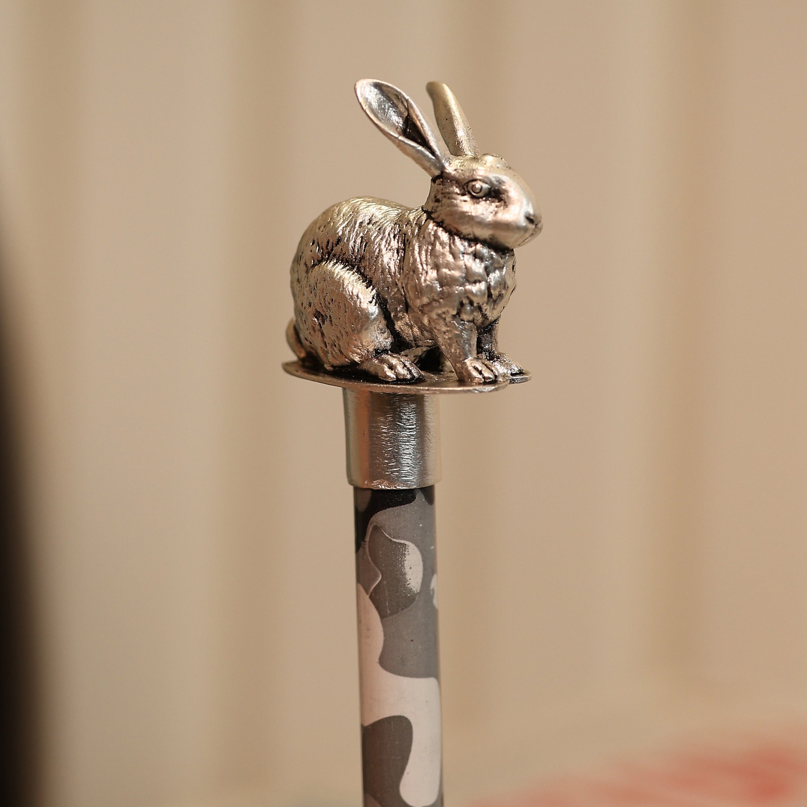 Pure Silver Plated Brass Sitting Rabbit Pencil Topper