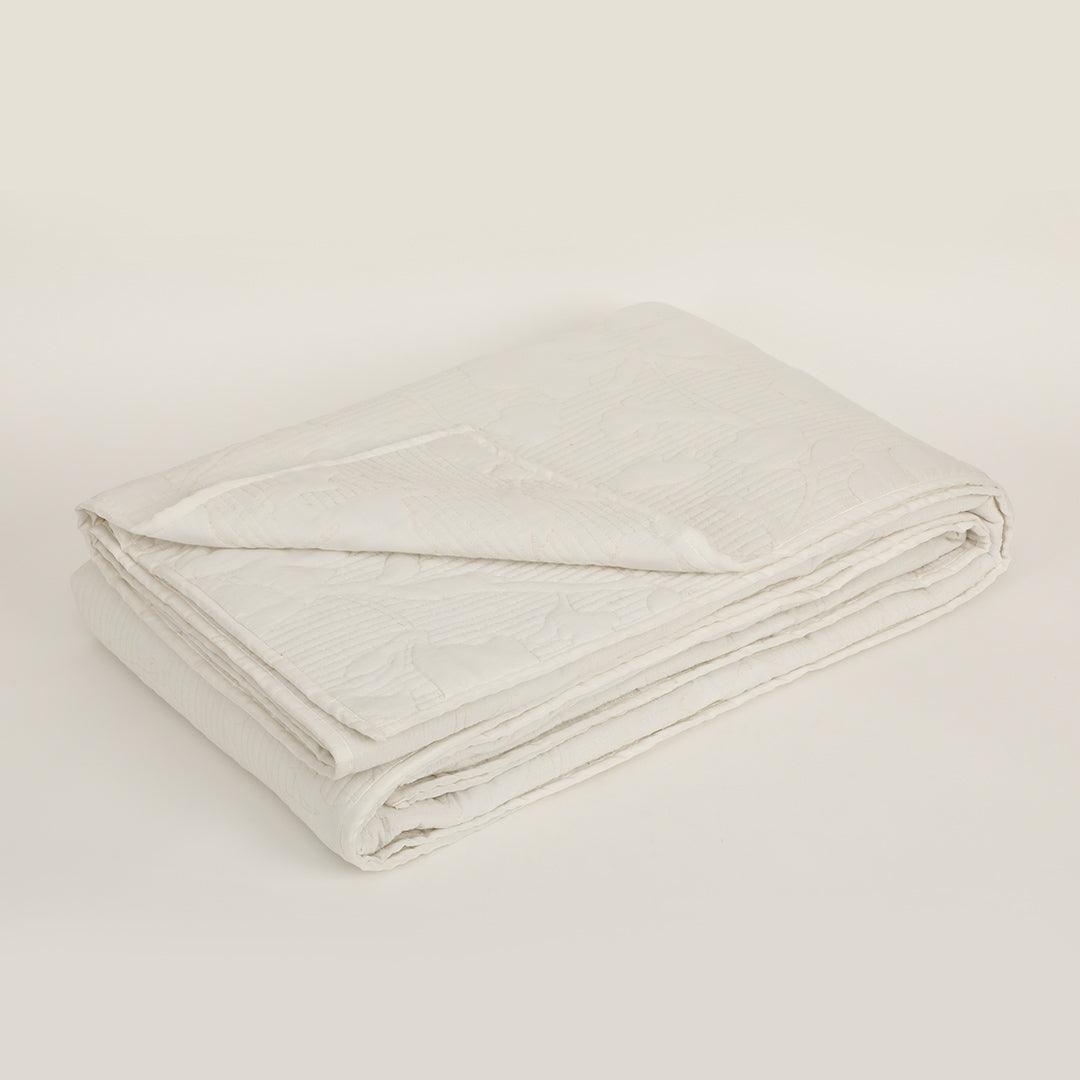 Adara Off-White Bedspread | Cotton Voile