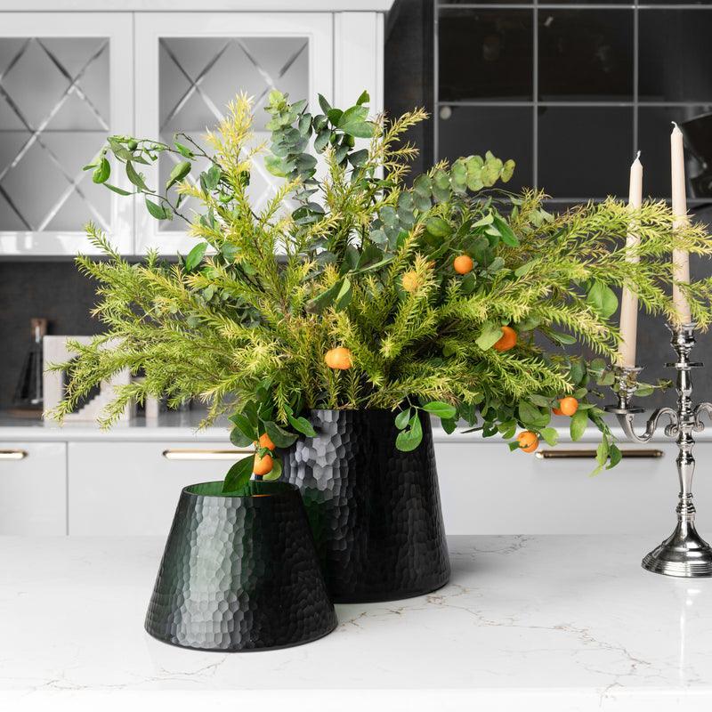 Emerald Green Flower Pot | Glass Flower Vase for Living Room - Pack of 1