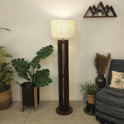 Ventus Wooden Floor Lamp with Premium Beige Fabric Lampshade