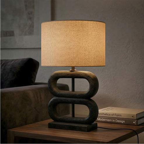 Koda Wooden Lamp Base | Sculptural Black Table Lamp for Modern Interiors