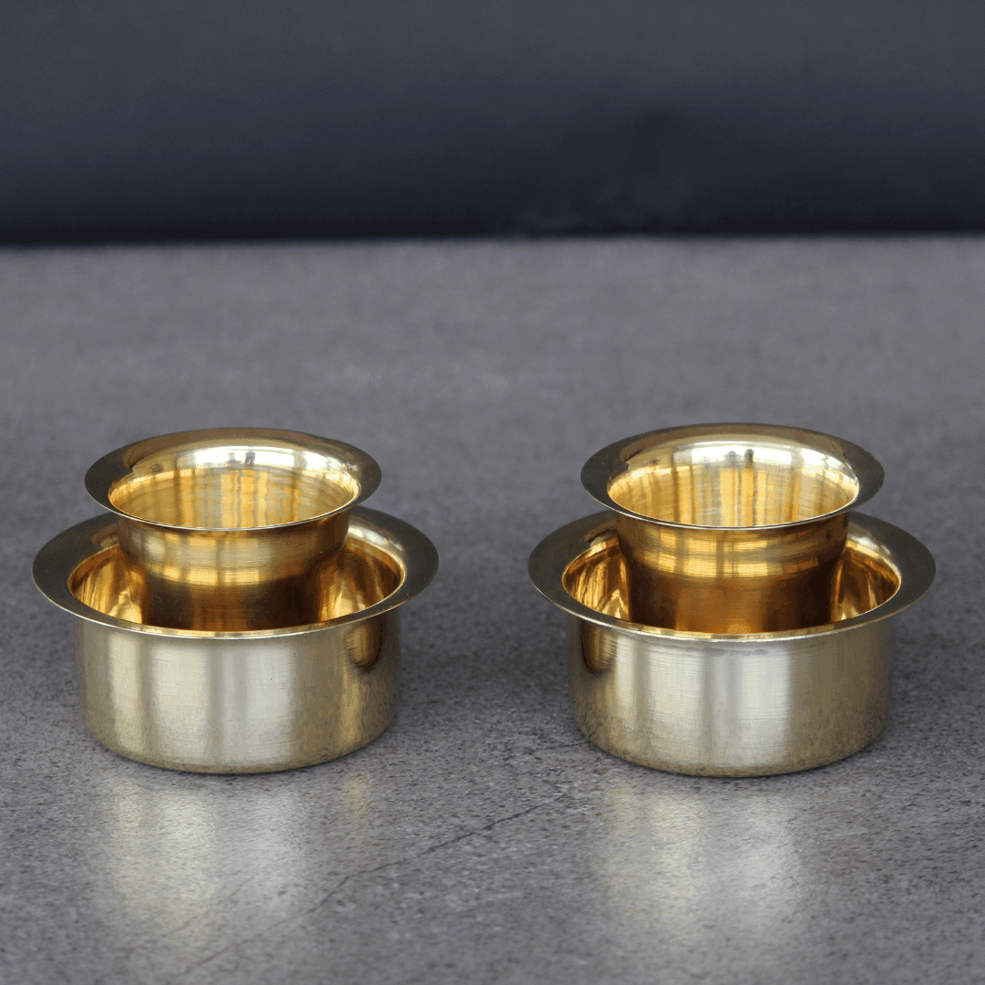 Brass Coffee Brewing Davara Set of 4 | Coffee Cup Tumbler for Serving  Filter Coffee