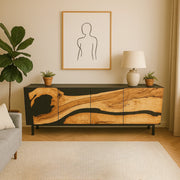 Modern Black Epoxy Buffet Cabinet