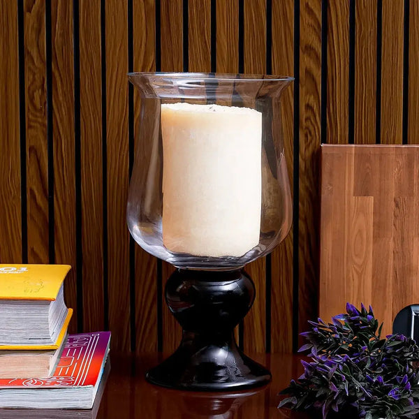 Radiant Clear Vase With Black Base