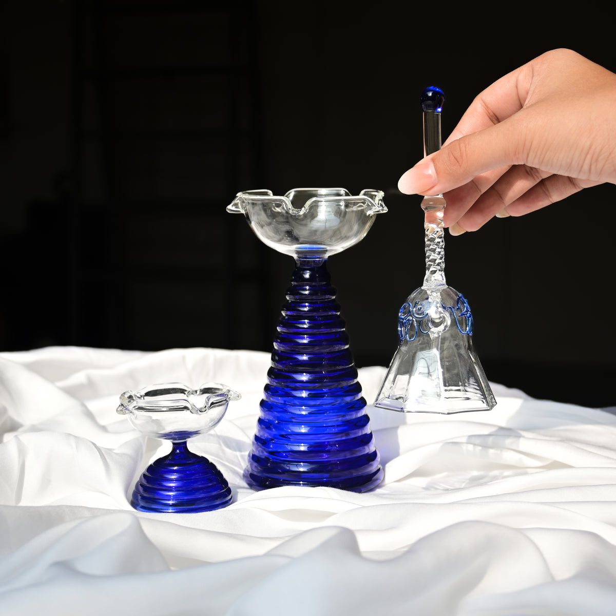 Blue Glass Ringing Bell
