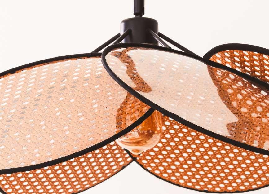 Hanai Designer Floor Lamp | Japanese-Inspired Black Rattan Tall Floor Lamp with LED Light | Modern Standing Lamp for Living Room & Bedroom