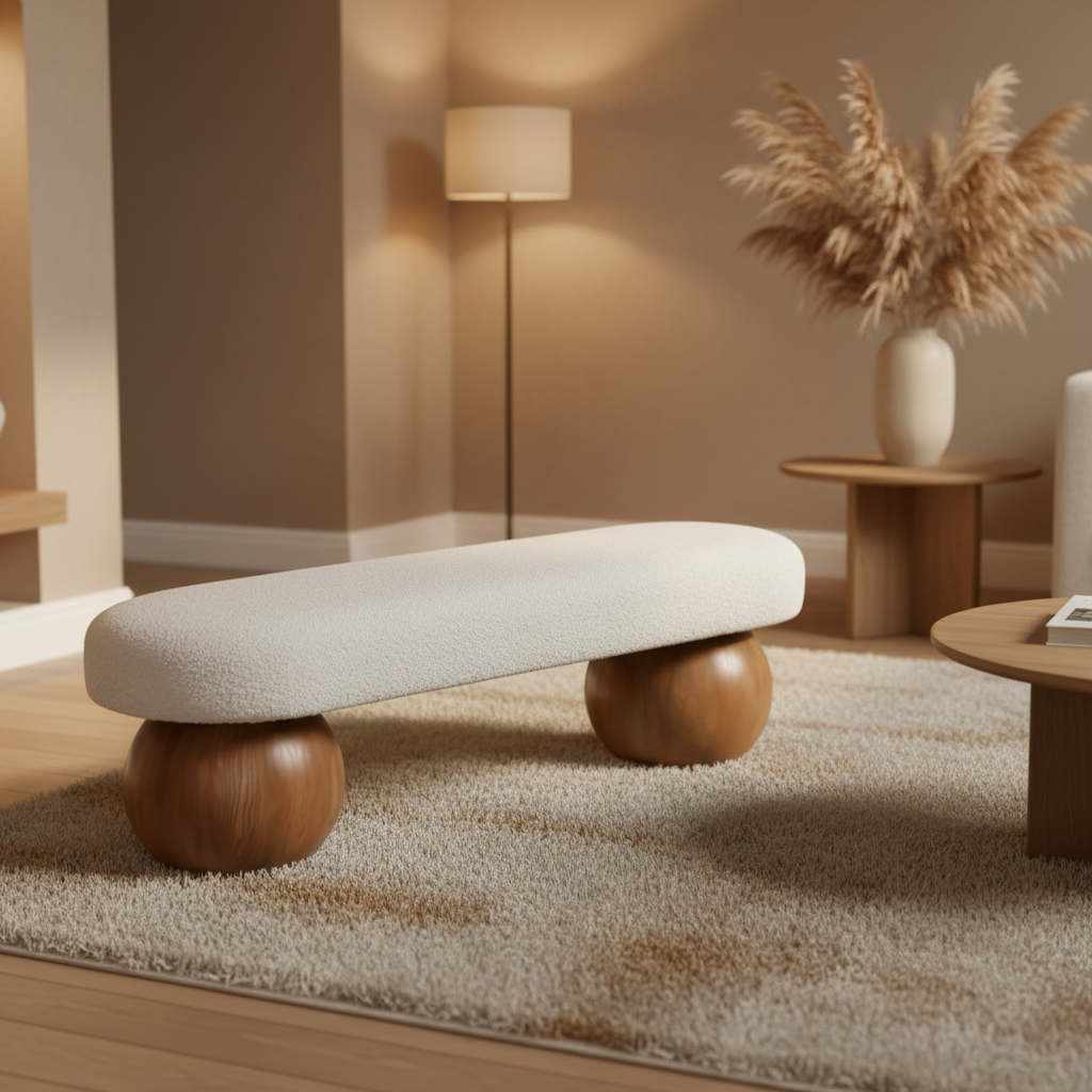 Zantrex Ash Wood & Fabric Upholstery Bench