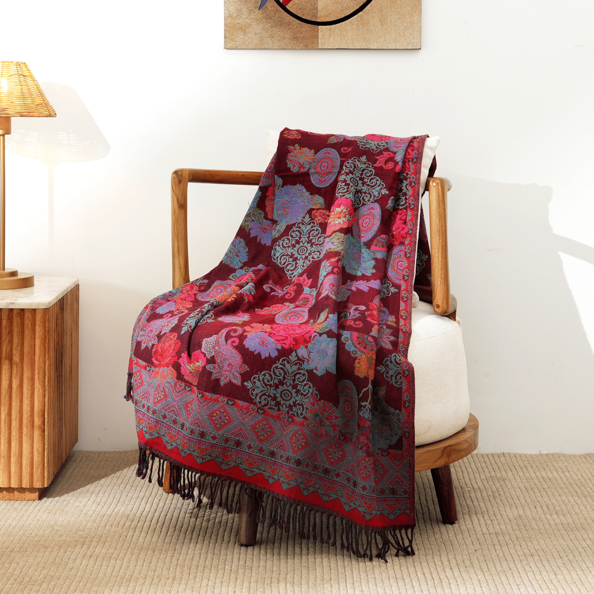 Crimson Royale Fine Wool Throw