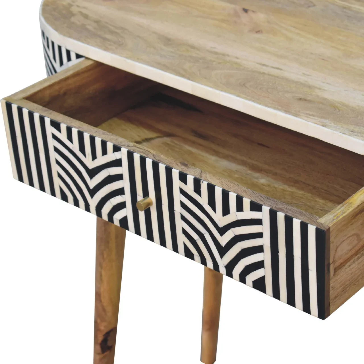Boho Bone Inlay Console Table | Solid Mango Wood Entryway Table with Drawer