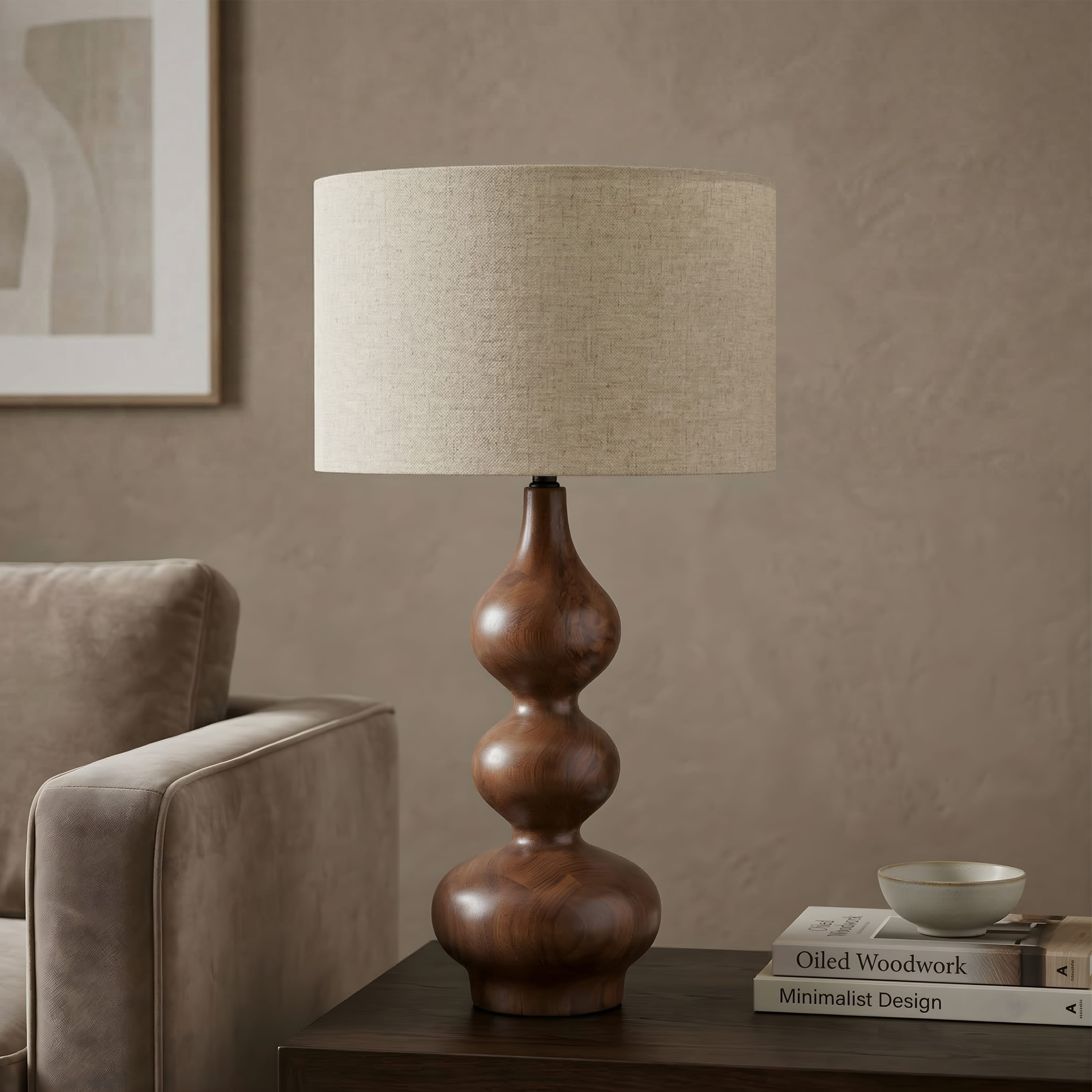 Naro Wooden Table Lamp Base | Sculptural Mango Wood Lamp for Modern Interiors