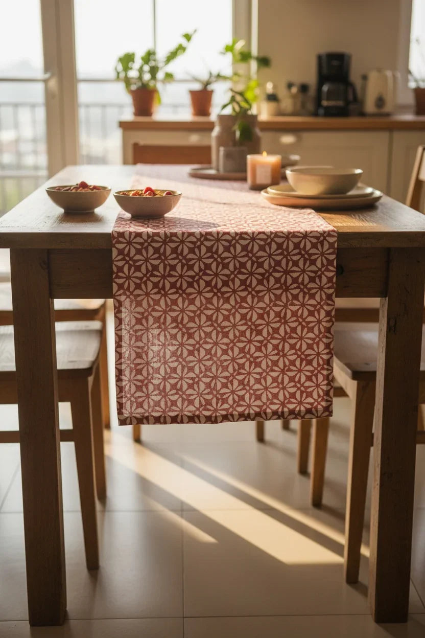 Meal Map Cotton Dining Table Runner, Kitchen Table Runner Perfect for Table Decor - Pack of 1