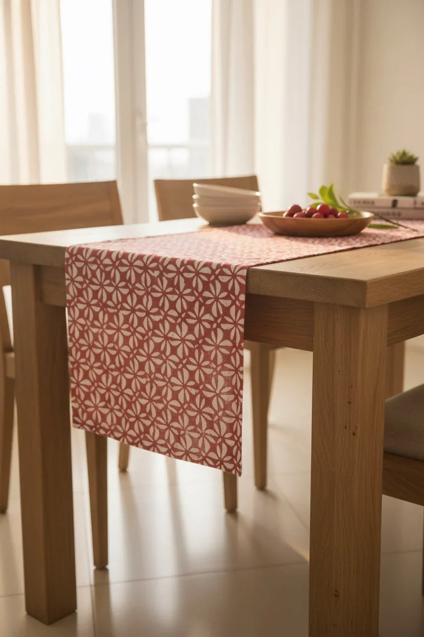 Meal Map Cotton Dining Table Runner, Kitchen Table Runner Perfect for Table Decor - Pack of 1