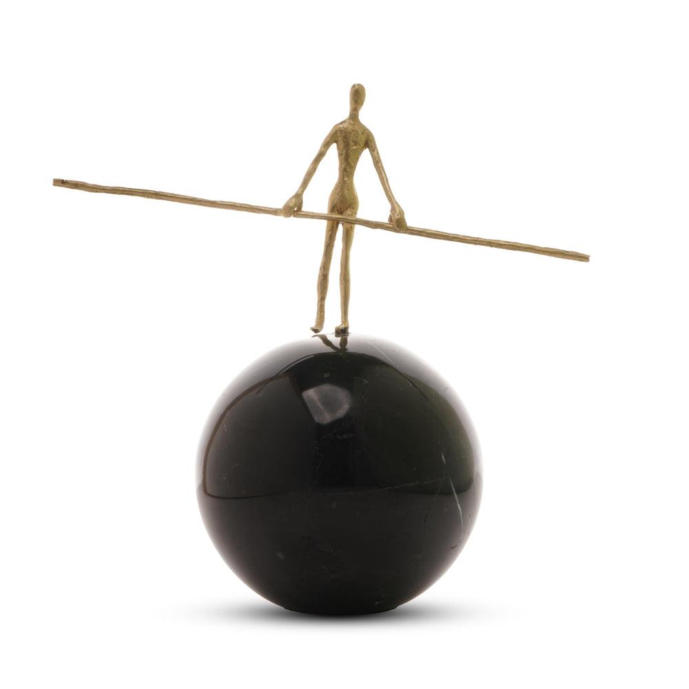 The Balancing Man Brass & Marble Sculpture | Luxury Home & Office Table Decor | Showpiece