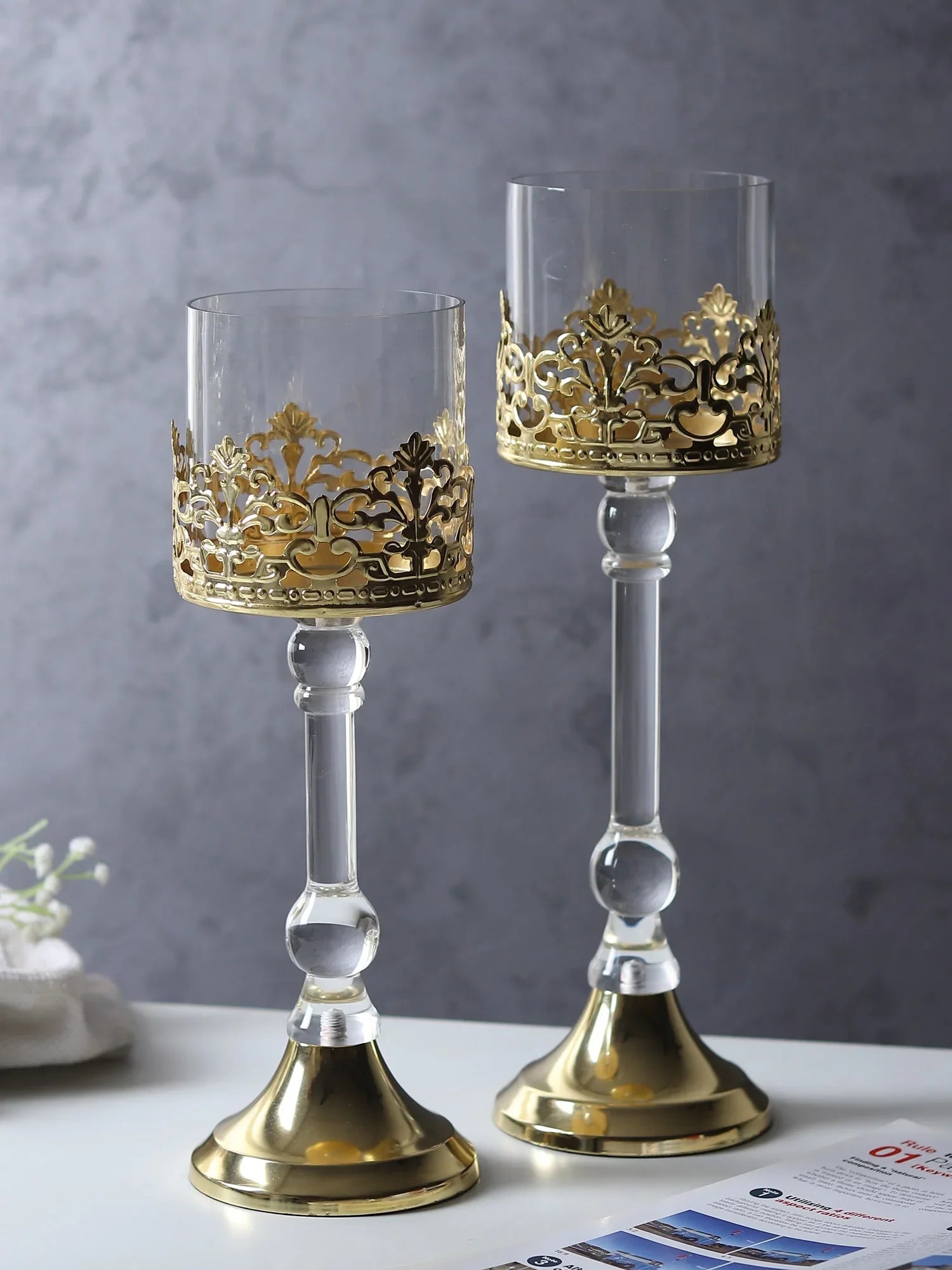 Aurum Crest Pillar Candle Holder