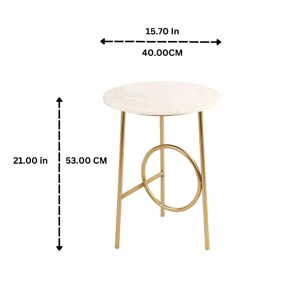 Waves Marble Top End Table | Sofa Side Table for Living Room | Corner Table | Bedside Table