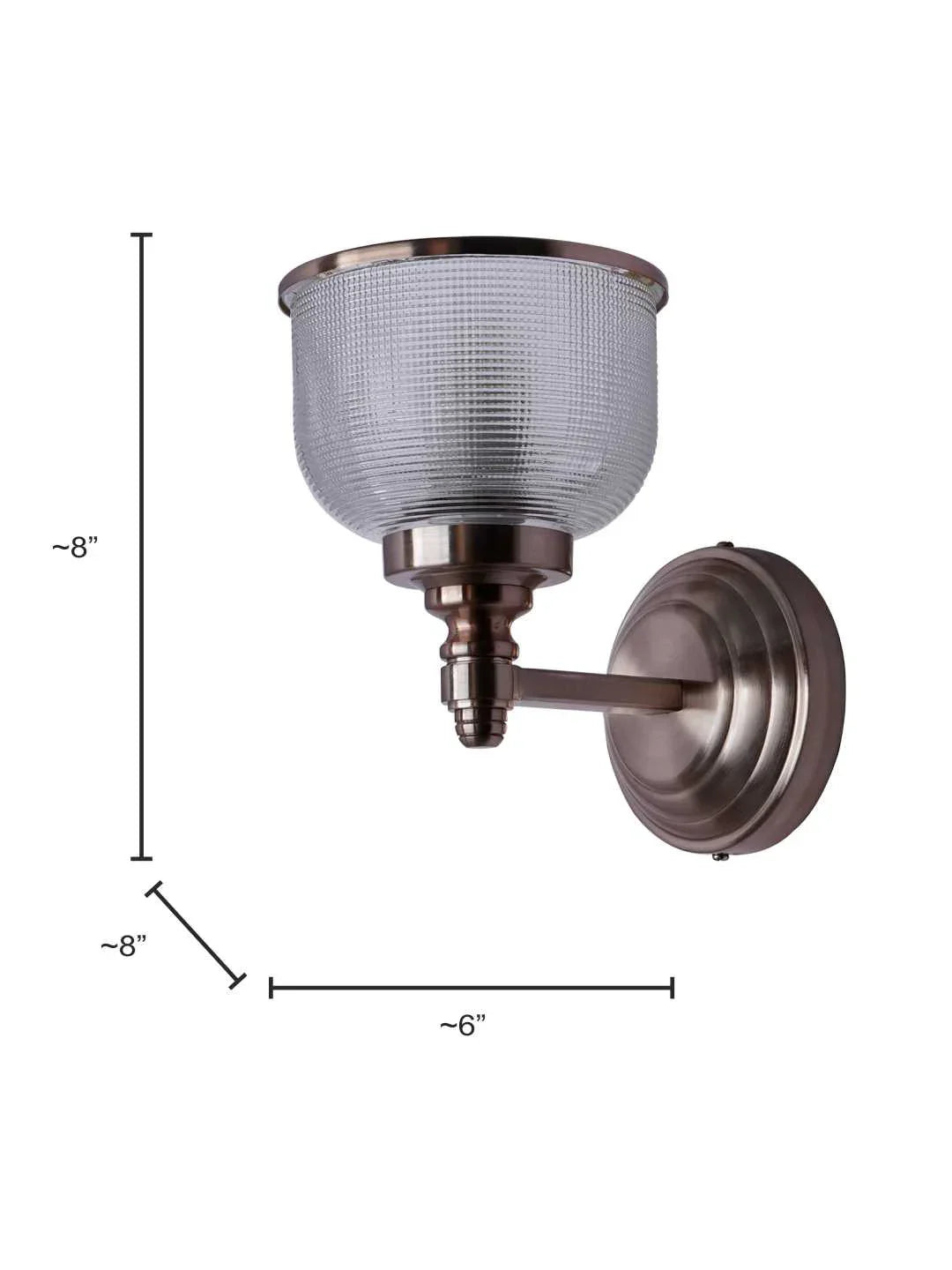 Rose Gold Wall Sconce with Textured Glass Shade