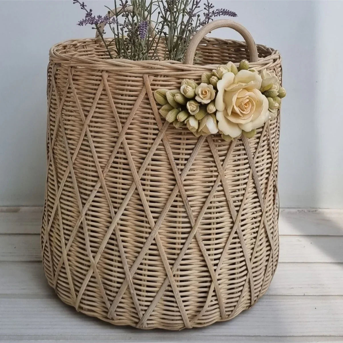 Cedar Cane Bin Basket