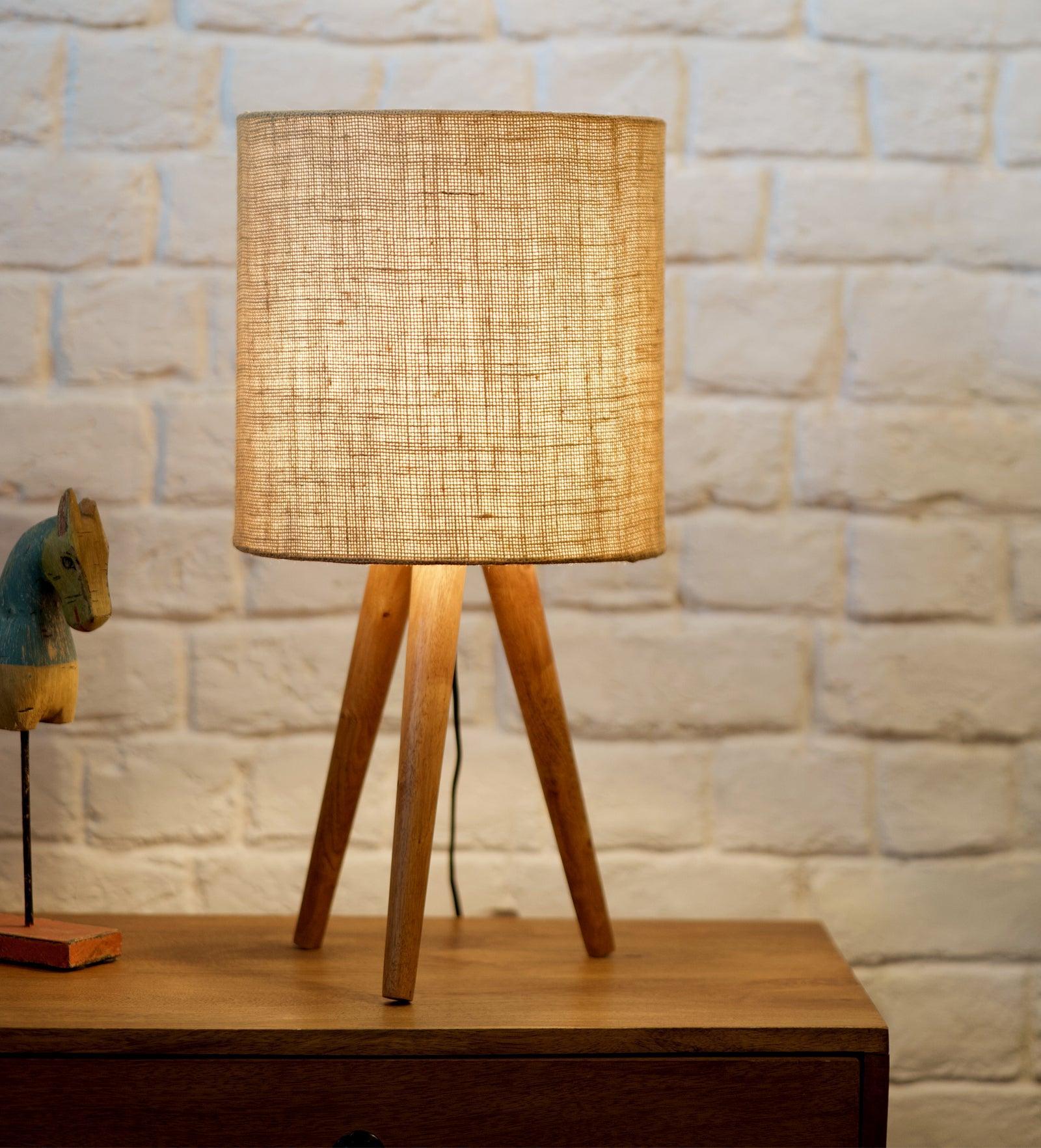 Natural Wood & Jute Table Lamp | Home Decor Lamp | Table Lamps for Living Room