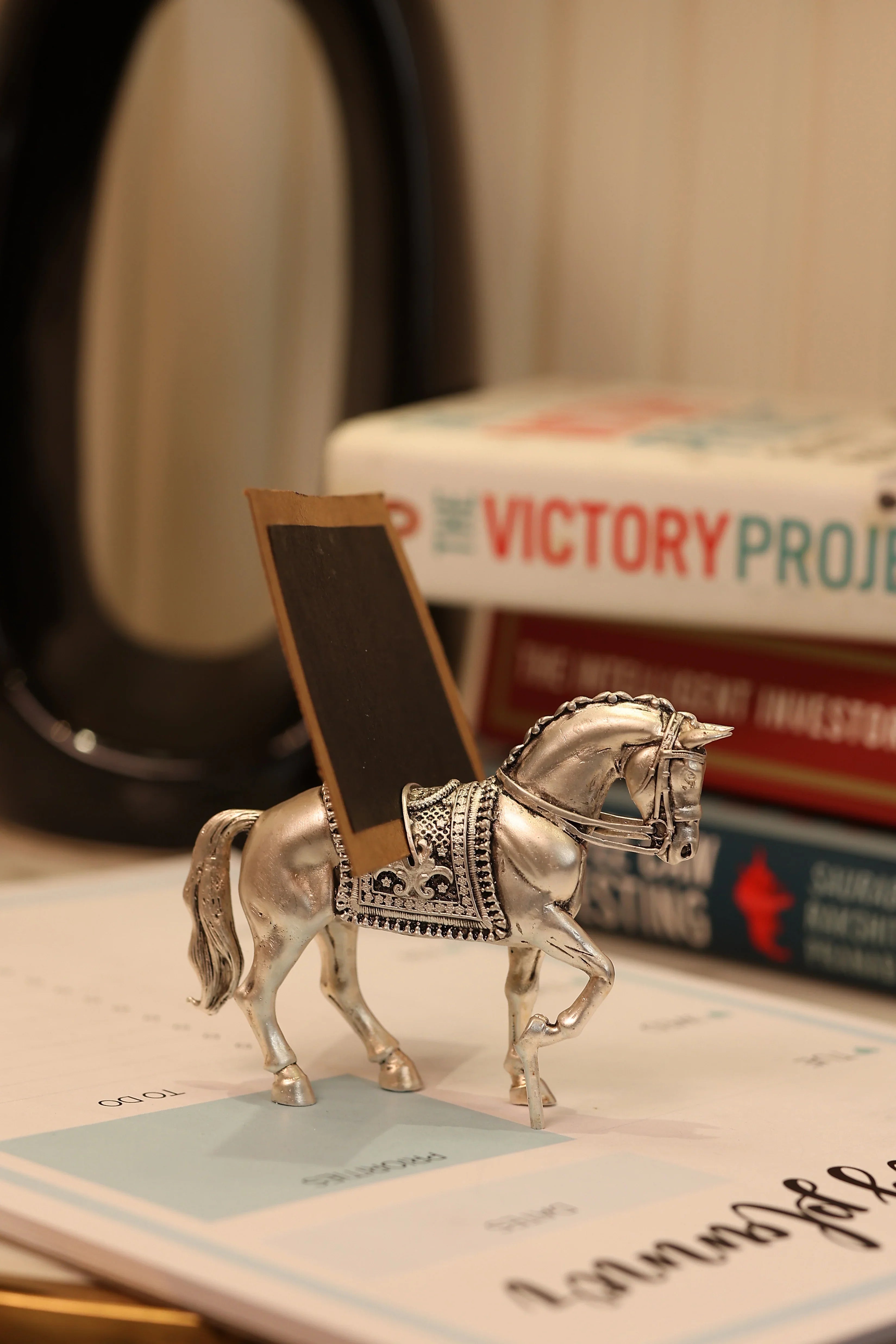 Silver Plated Brass Royal Horse Card Holder