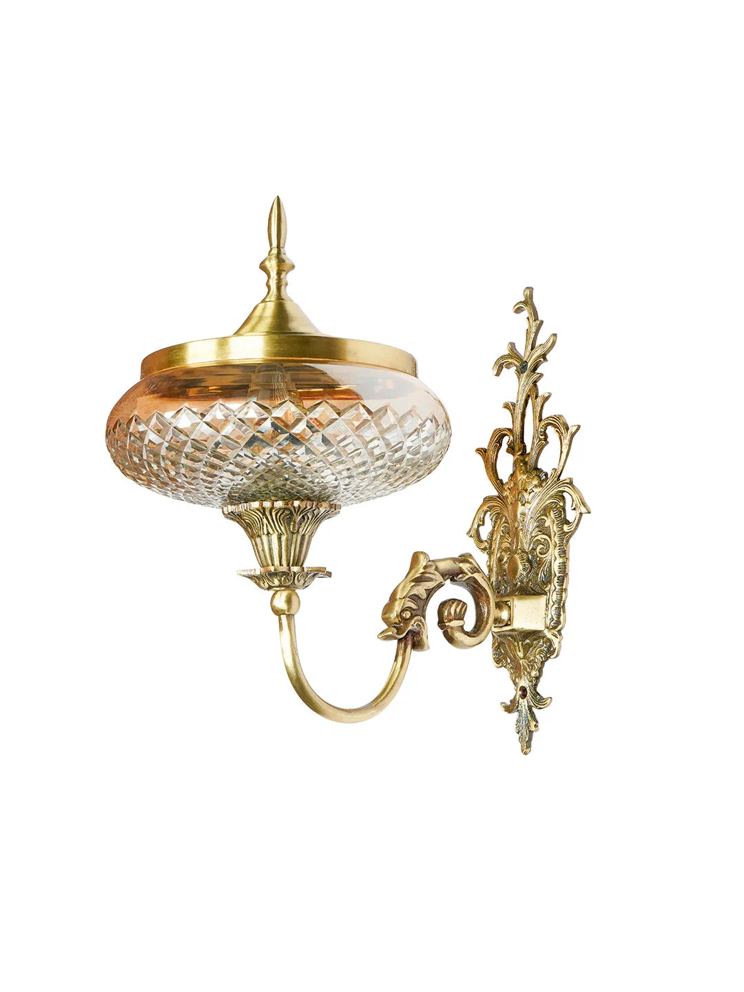 Regal Antique Brass Wall Sconce with Golden Luster